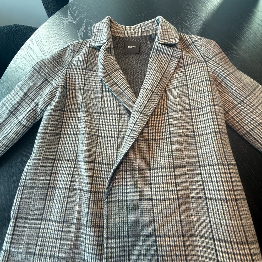 Theory Women's Gray Plaid Coat